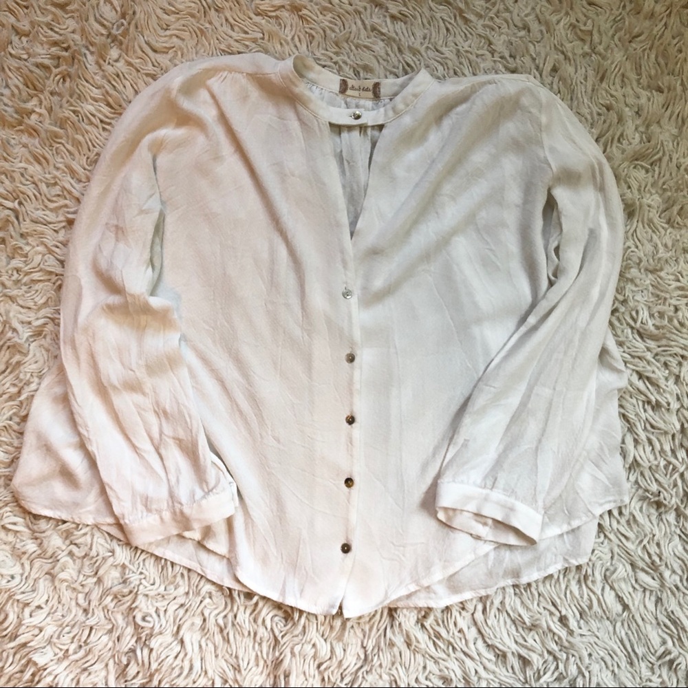 Altar’d State Embroidered Button Down Keyhole Top